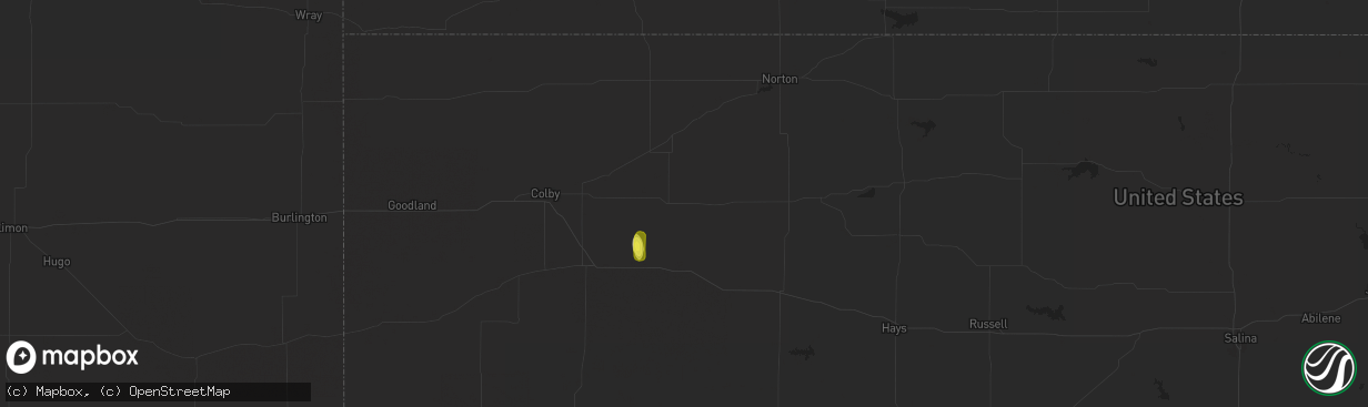 Hail map in Hoxie, KS on September 5, 2021