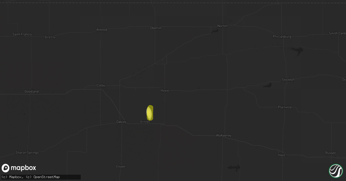 Hail map in Hoxie, KS on September 5, 2021