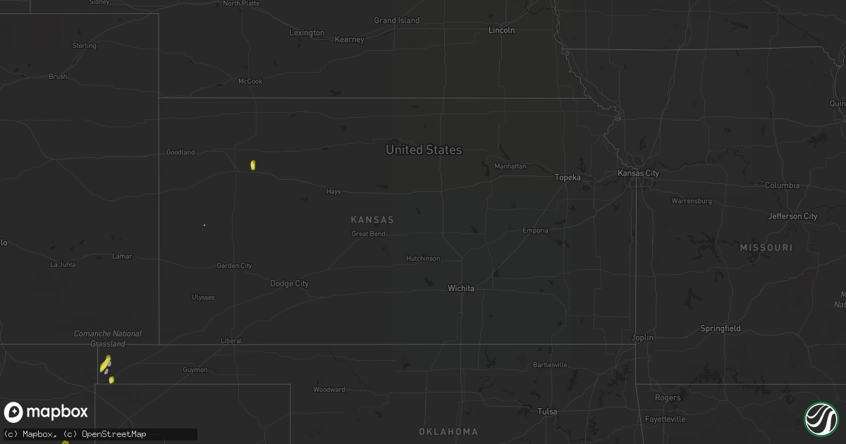 Hail map in Kansas on September 5, 2021