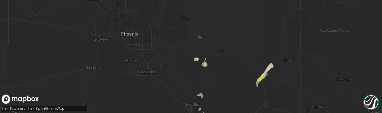 Hail map in Kearny, AZ on September 5, 2021