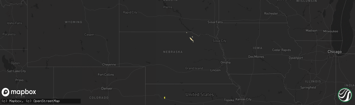 Hail map in Nebraska on September 5, 2021