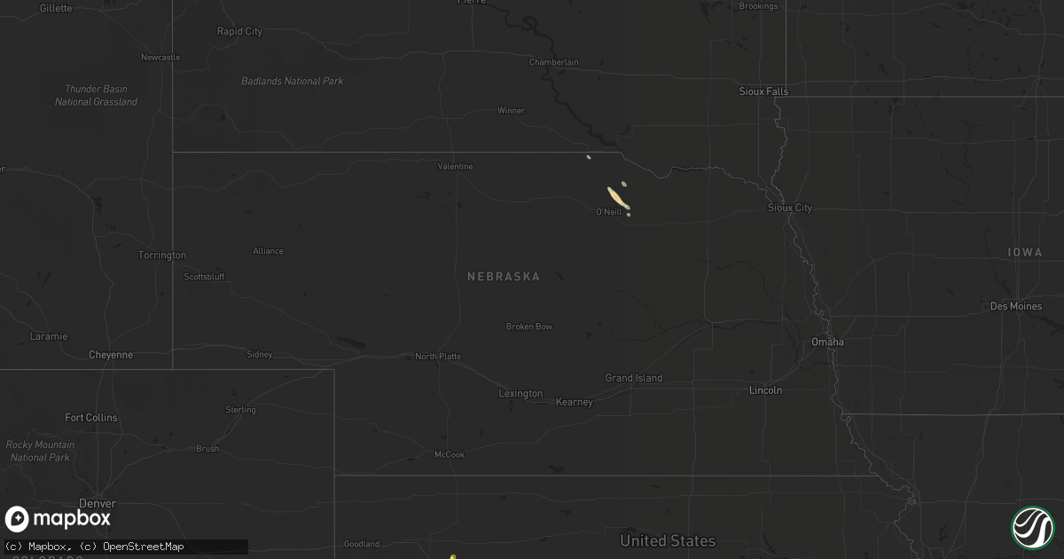 Hail map in Nebraska on September 5, 2021