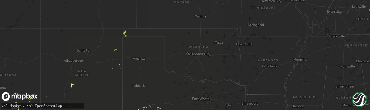 Hail map in Oklahoma on September 5, 2021