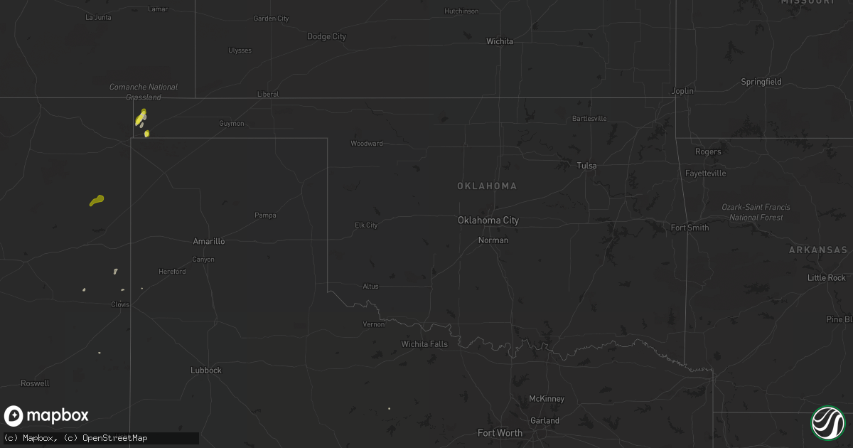 Hail map in Oklahoma on September 5, 2021
