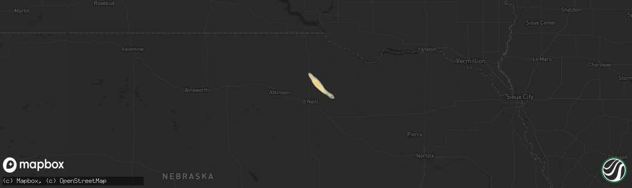 Hail map in Oneill, NE on September 5, 2021