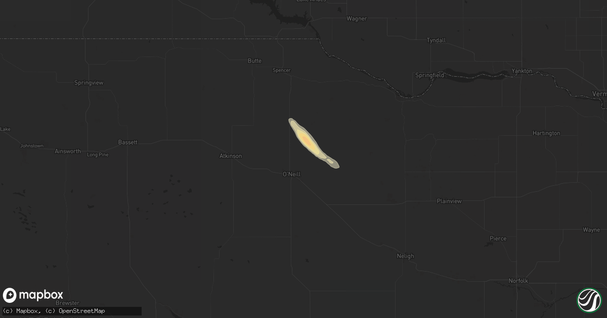Hail map in Oneill, NE on September 5, 2021