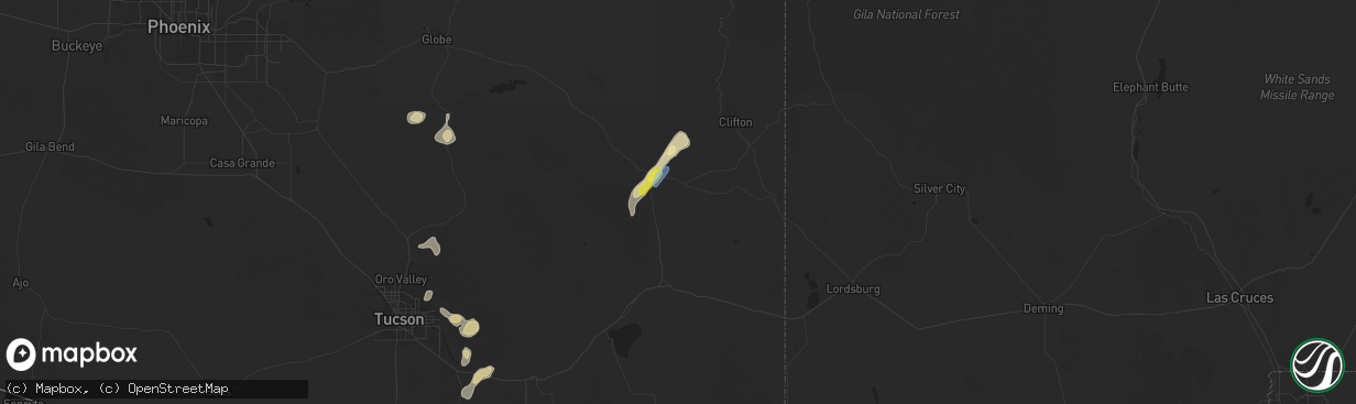 Hail map in Safford, AZ on September 5, 2021