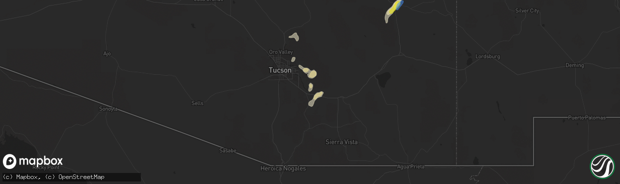 Hail map in Vail, AZ on September 5, 2021