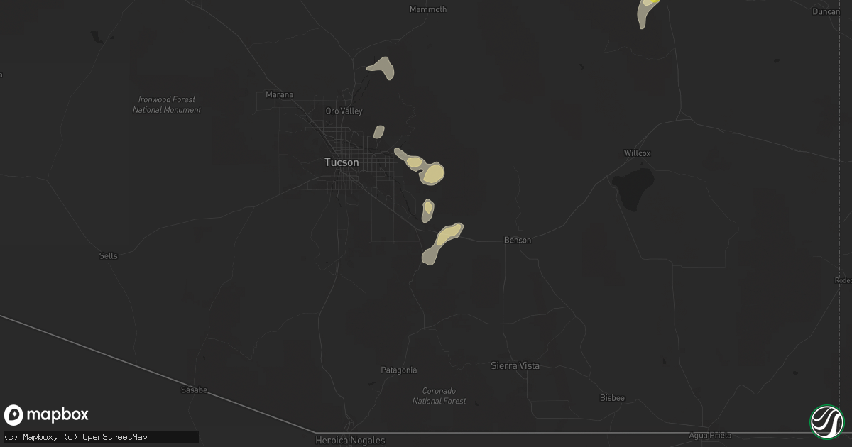 Hail map in Vail, AZ on September 5, 2021