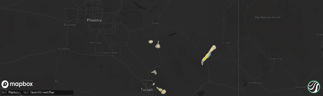 Hail map in Winkelman, AZ on September 5, 2021