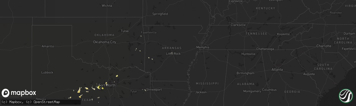Hail map in Arkansas on September 5, 2022