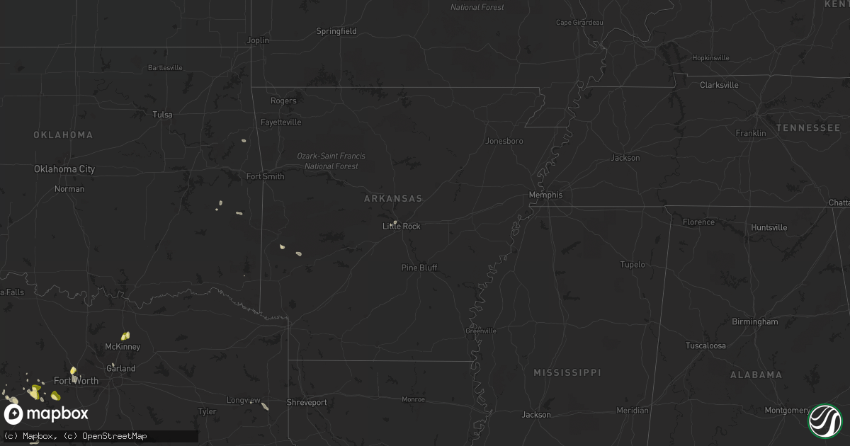 Hail map in Arkansas on September 5, 2022