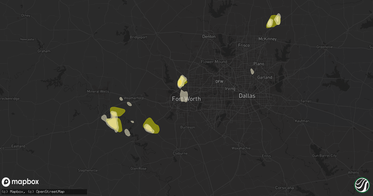 Hail map in Fort Worth, TX on September 5, 2022