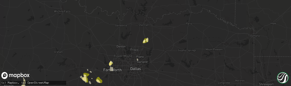 Hail map in Melissa, TX on September 5, 2022