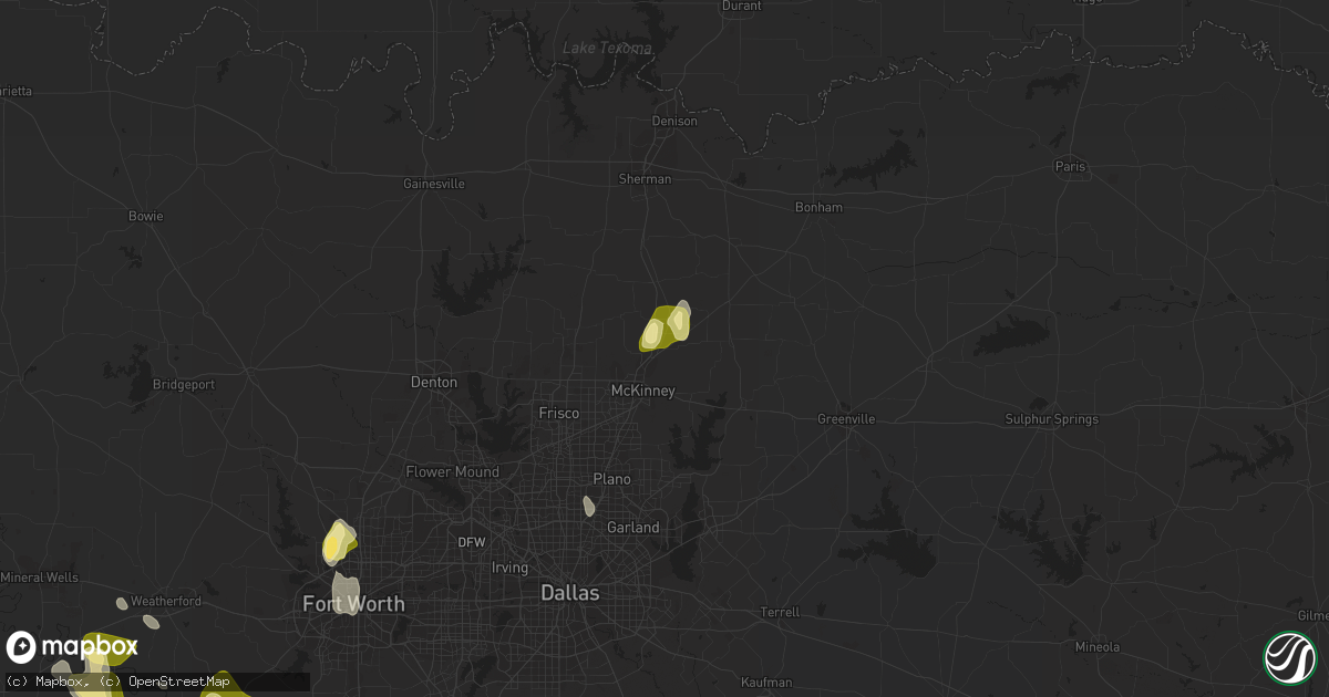 Hail map in Melissa, TX on September 5, 2022