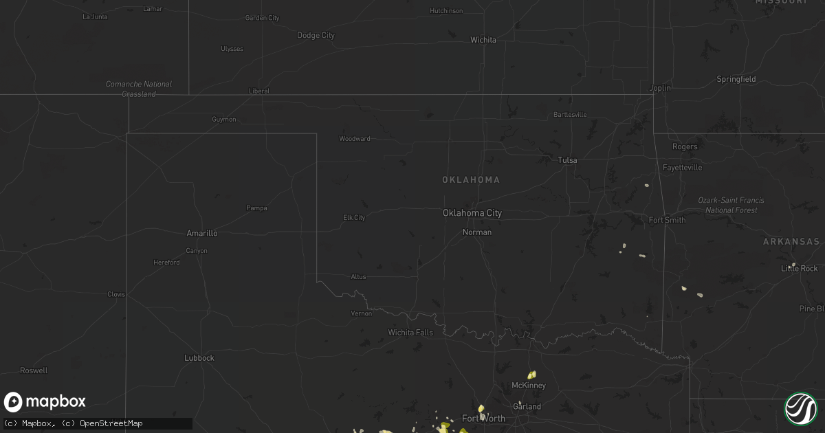 Hail map in Oklahoma on September 5, 2022