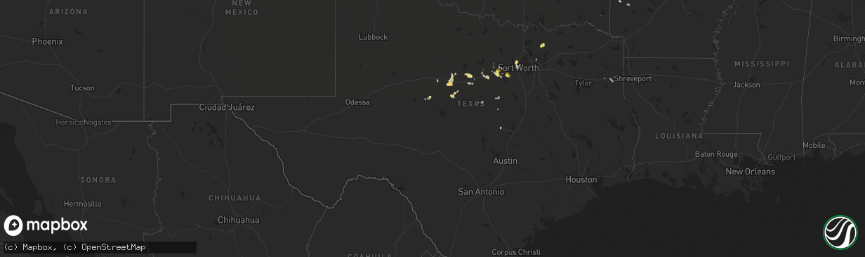 Hail map in Texas on September 5, 2022