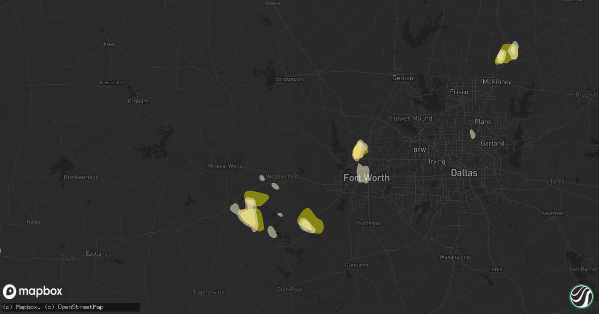 Hail map in Weatherford, TX on September 5, 2022