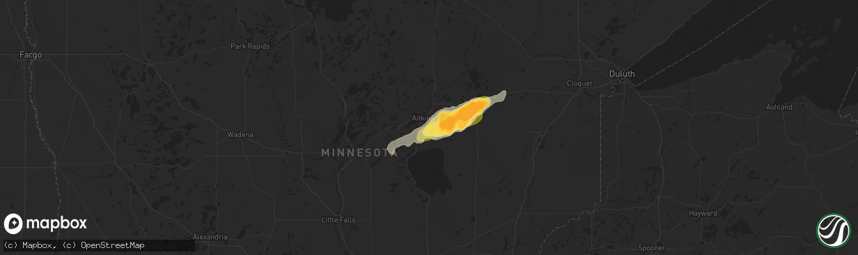 Hail map in Aitkin, MN on September 5, 2023