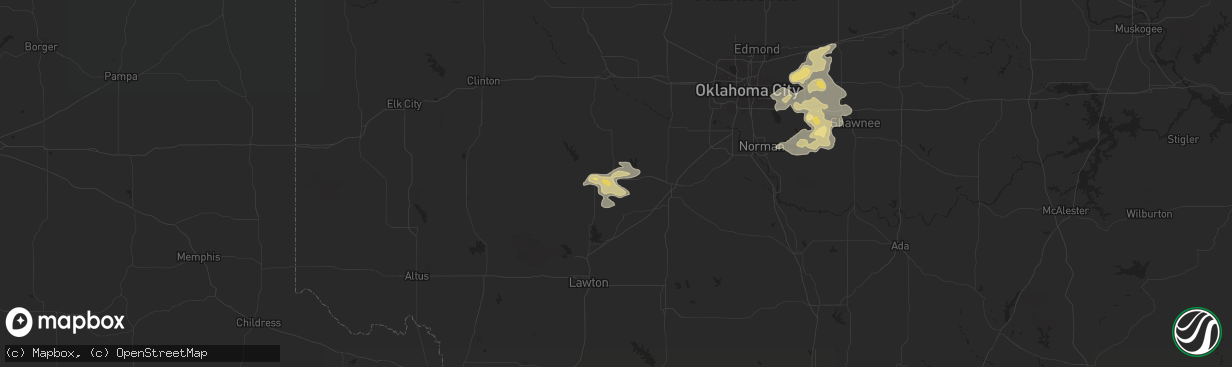 Hail map in Anadarko, OK on September 5, 2023