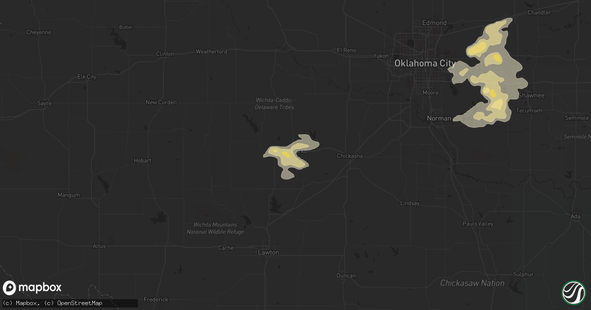 Hail map in Anadarko, OK on September 5, 2023