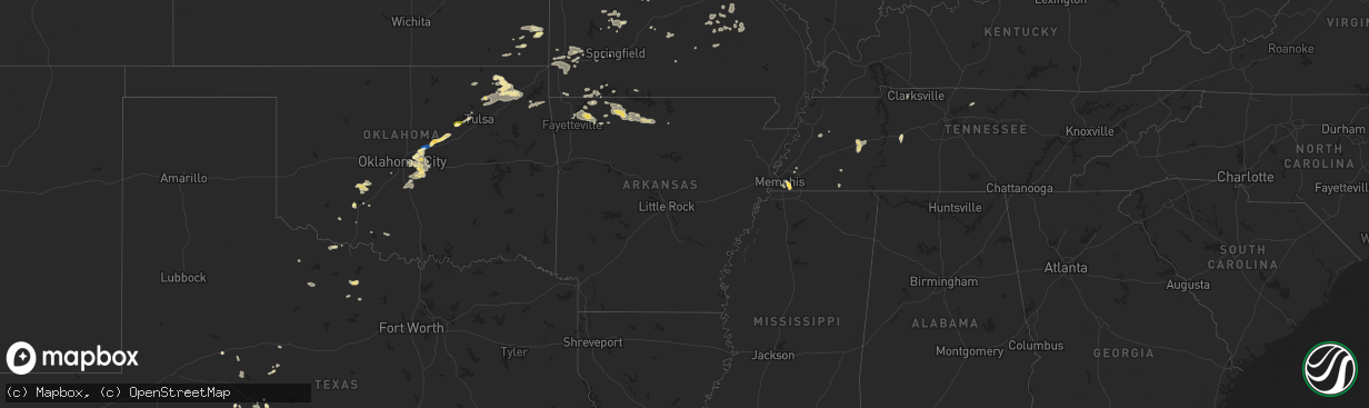 Hail map in Arkansas on September 5, 2023