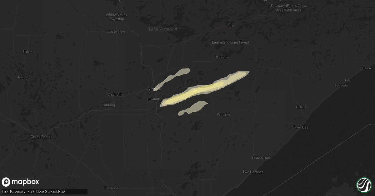 Hail map in Aurora, MN on September 5, 2023