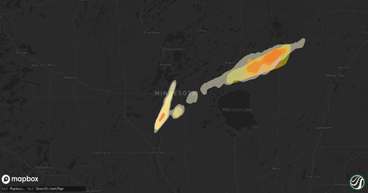 Hail map in Brainerd, MN on September 5, 2023