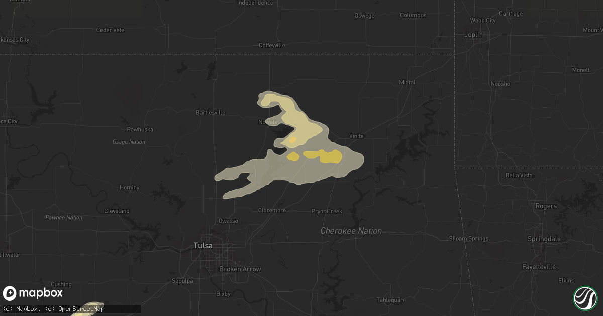 Hail map in Chelsea, OK on September 5, 2023