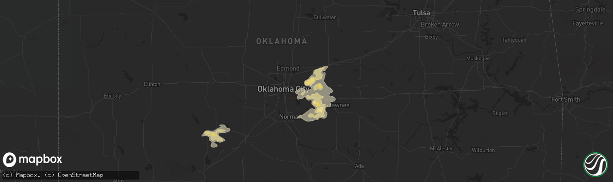 Hail map in Choctaw, OK on September 5, 2023