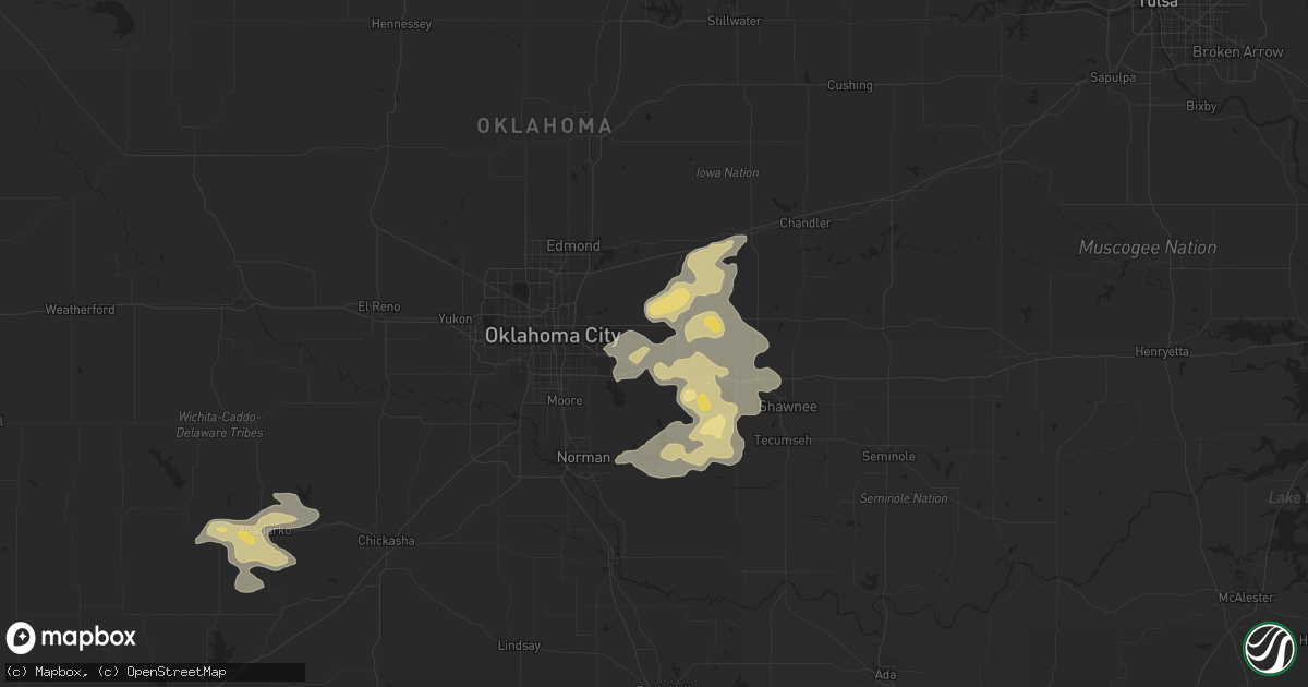 Hail map in Choctaw, OK on September 5, 2023
