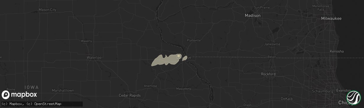 Hail map in Dubuque, IA on September 5, 2023