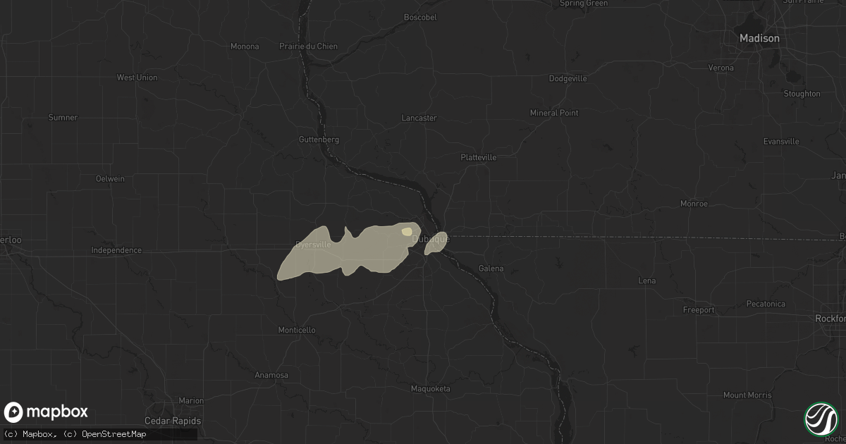 Hail map in Dubuque, IA on September 5, 2023