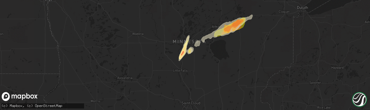 Hail map in Fort Ripley, MN on September 5, 2023