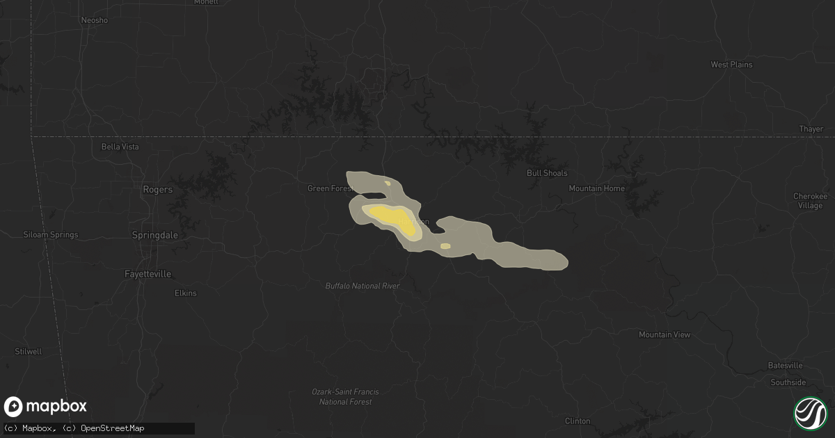 Hail map in Harrison, AR on September 5, 2023