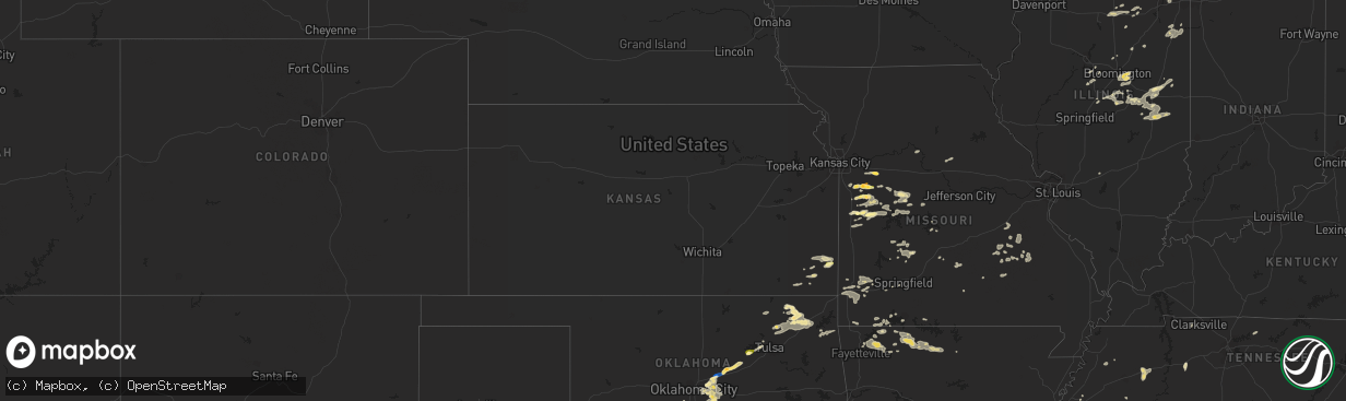 Hail map in Kansas on September 5, 2023