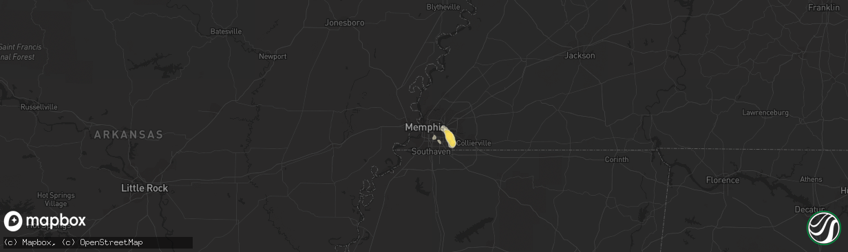 Hail map in Memphis, TN on September 5, 2023