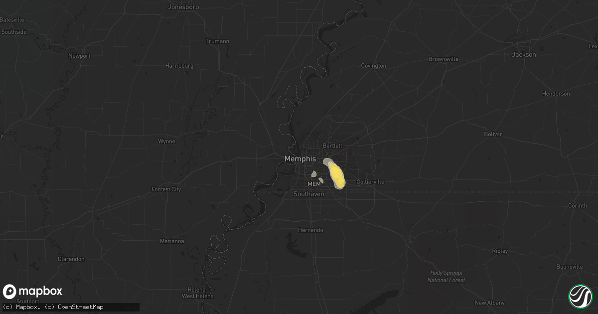 Hail map in Memphis, TN on September 5, 2023
