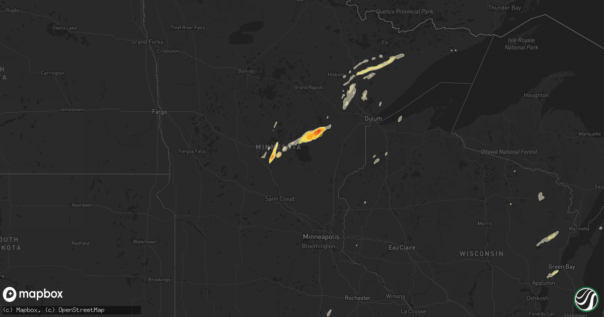 Hail map in Minnesota on September 5, 2023