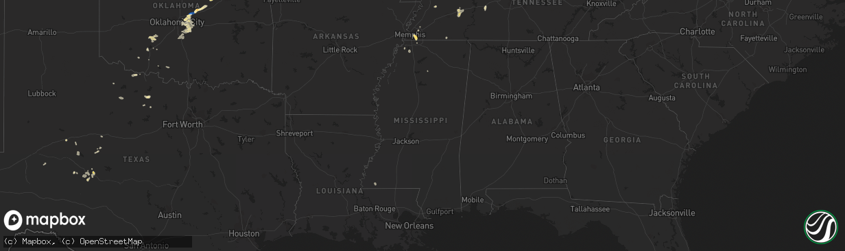 Hail map in Mississippi on September 5, 2023