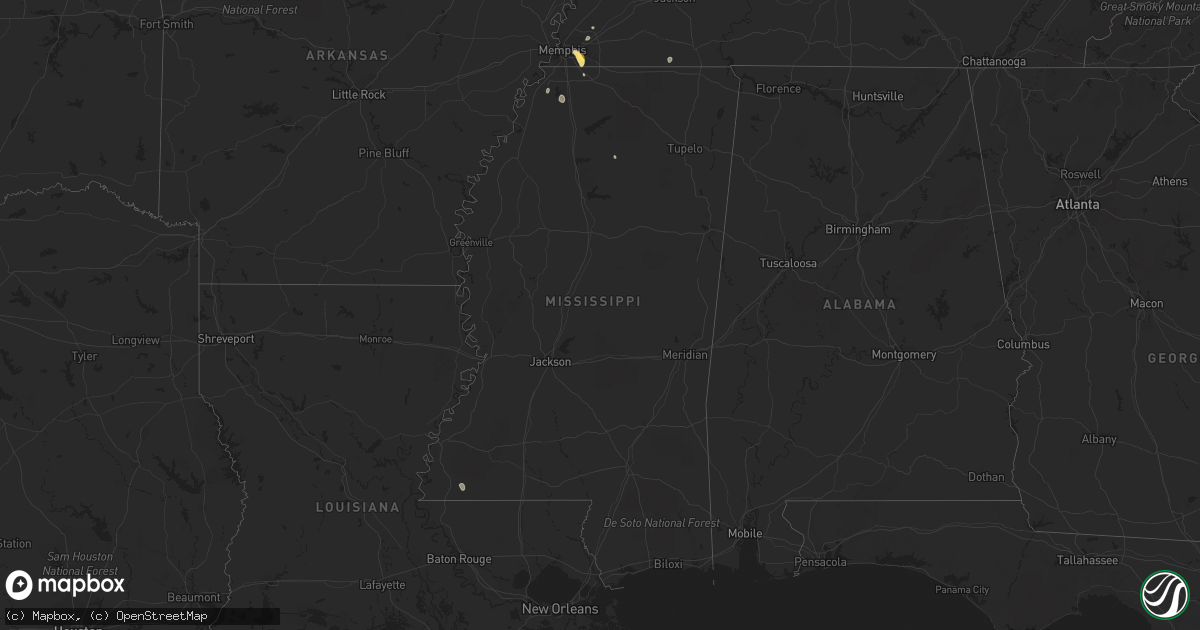 Hail map in Mississippi on September 5, 2023