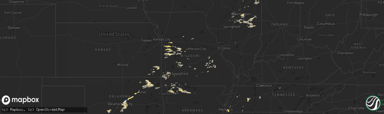 Hail map in Missouri on September 5, 2023
