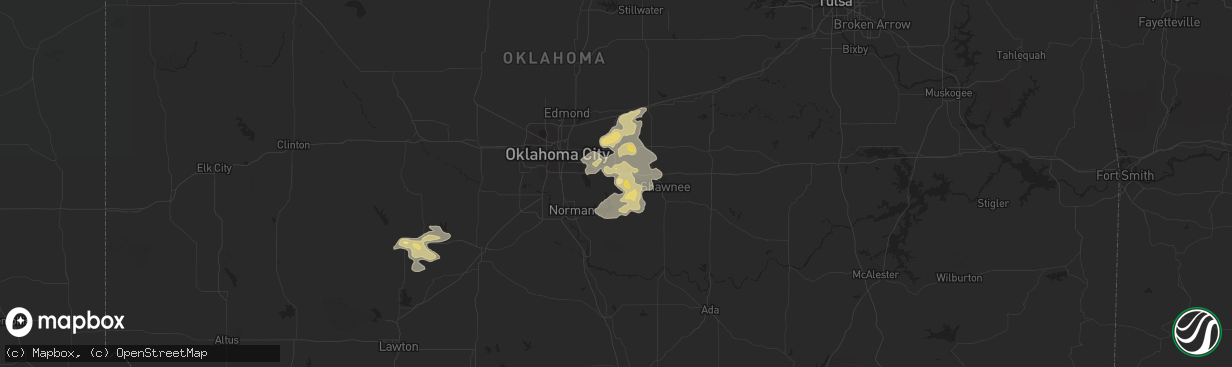 Hail map in Newalla, OK on September 5, 2023