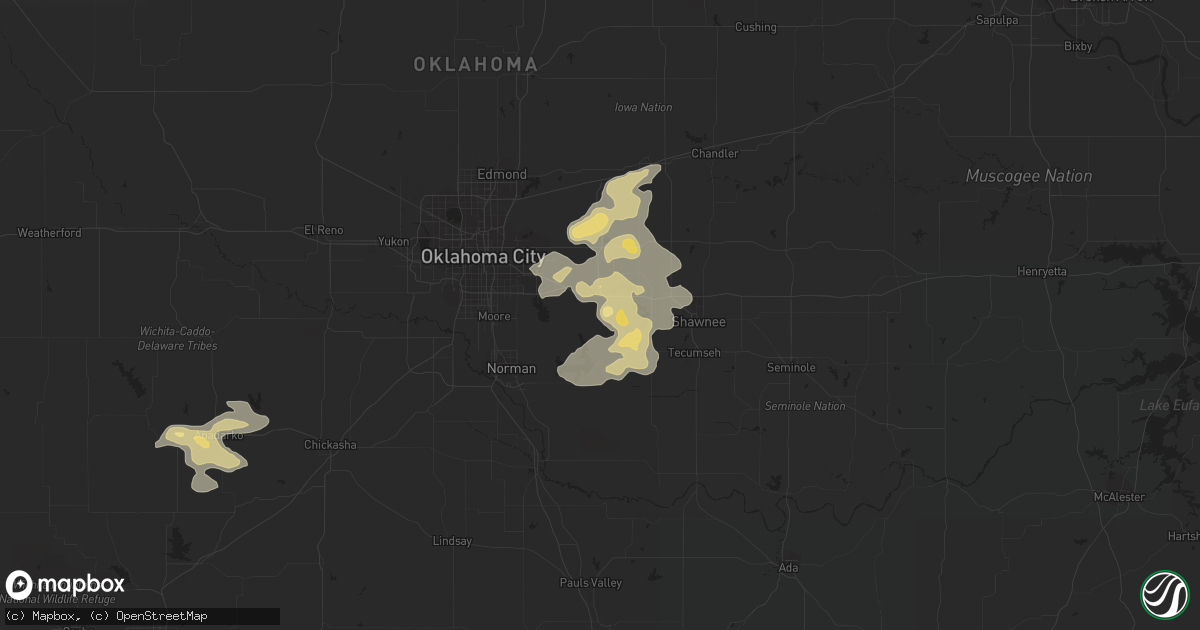 Hail map in Newalla, OK on September 5, 2023