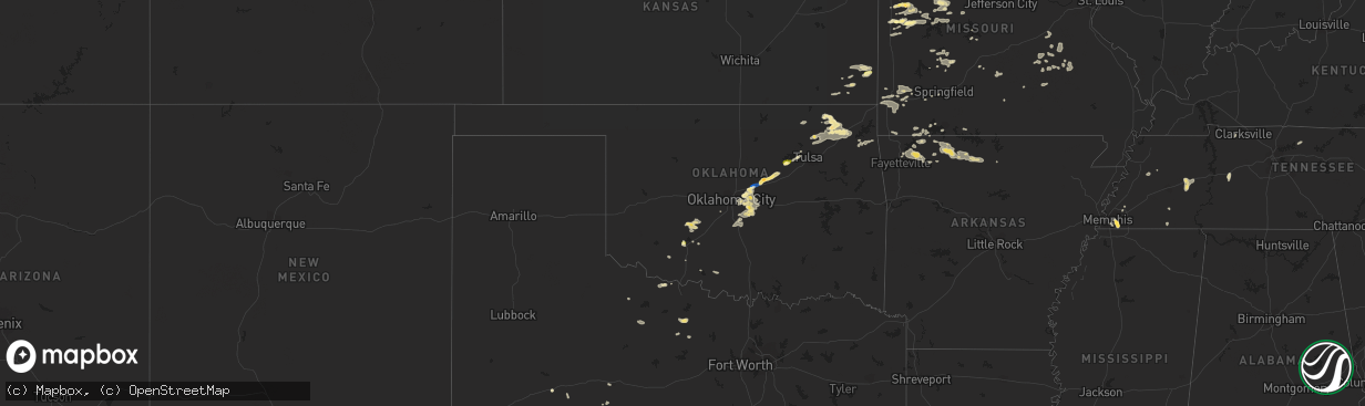 Hail map in Oklahoma on September 5, 2023
