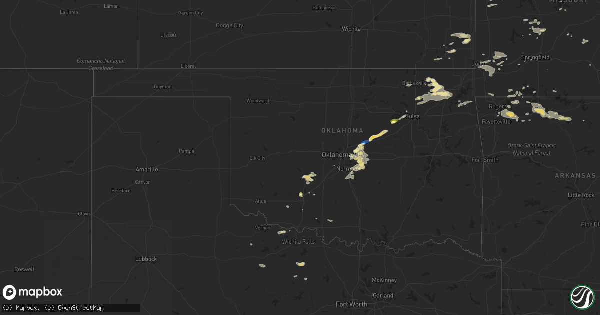 Hail map in Oklahoma on September 5, 2023