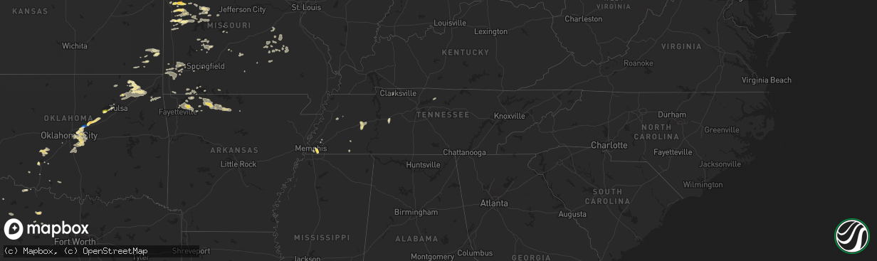 Hail map in Tennessee on September 5, 2023