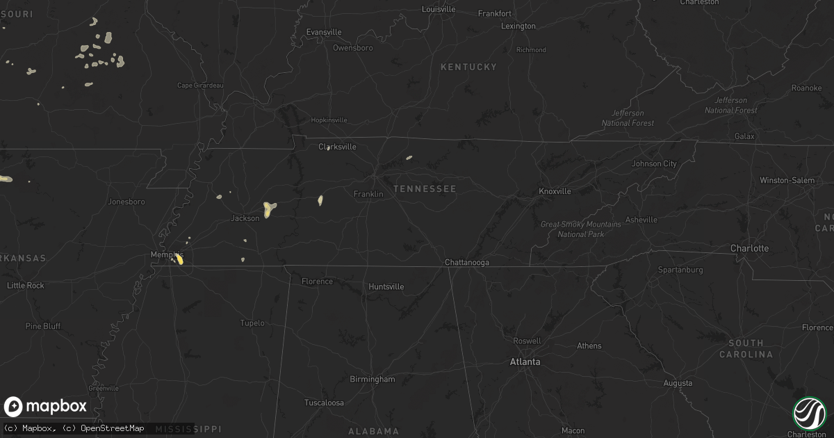 Hail map in Tennessee on September 5, 2023