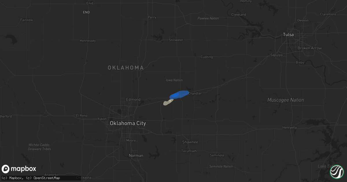 Hail map in Wellston, OK on September 5, 2023