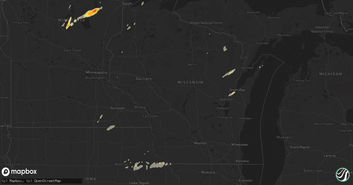 Hail map in Wisconsin on September 5, 2023